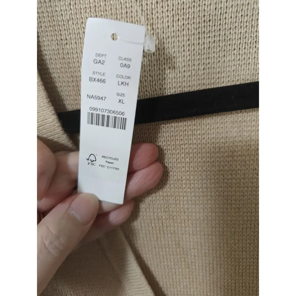 J. Crew Tan Cotton Long V-Neck XL Sweater Blazer Gold Buttons Oversize NWT Luxe